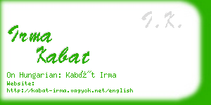 irma kabat business card